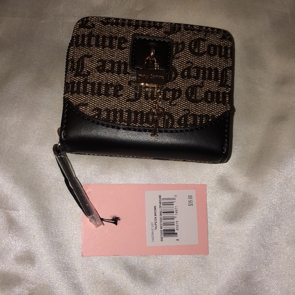 Juicy Couture Taupe Dark Brown Eastside Westside Small ZA Wallet Lock & Key NWT - Picture 16 of 16